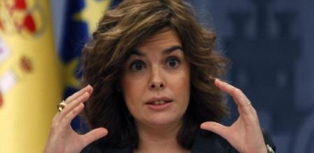 La vicepresidenta del Gobierno, Soraya Sáenz de Santamaría, durante la rueda de prensa posterior al Consejo de Ministros.