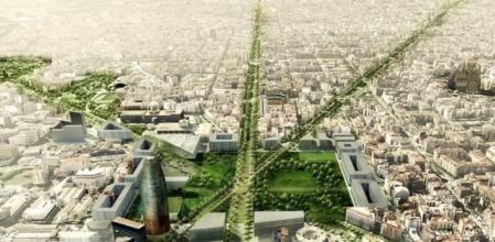 Recreación del nuevo proyecto para la plaza Glòries, presentado por el gobierno de Xavier Trias en enero de 2012