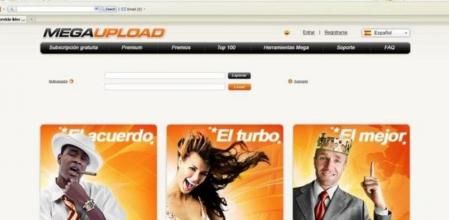 Captura de la página principal de la web Megaupload.com, una de las principales para compartir archivos