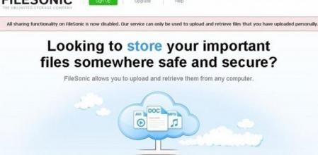 Captura de pantalla de la web de Filesonic