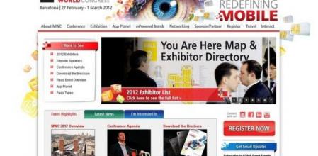 Captura de pantalla de la web del MWC 2012