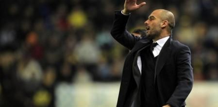 El entrenador del FC Barcelona, Pep Guardiola, durante el partido ante el Villareal