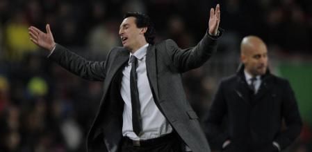 Unai Emery durante la semifinal entre Valencia y Barça