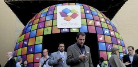 Una imagen de la entrada del App Planet del Mobile World Congress