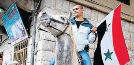 Marcha a favor del régimen de El Asad el pasado 14 de febrero en Majdel Shams, a los pies del monte Hermón, enclave de la minoría drusa de Israel