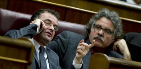 Los diputados de ERC, Alfred Bosch y Joan Tardà, en el Congreso de los Diputados