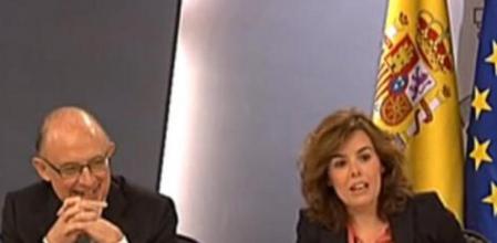 Montoro, Sáen de Santamaría y Soria, en rueda de prensa en La Moncloa