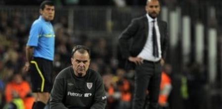 Marcelo Bielsa y Pep Guardiola durante el Barça-Athletic de Bilbao de Liga