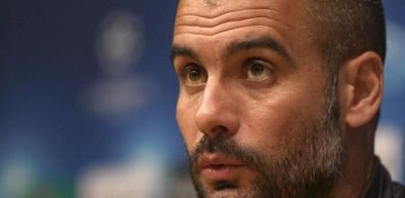 El entrenador del FC Barcelona, Pep Guardiola, durante una rueda de prensa