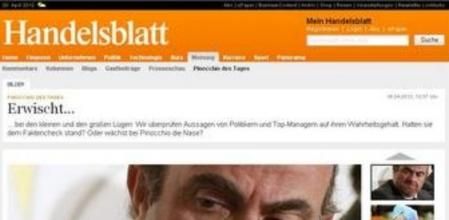 Imagen de la entrevista al ministro De Guindos en el diario alemán 'Handelsblatt'