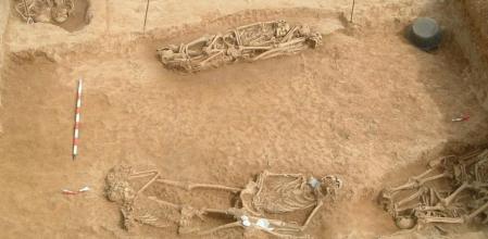 Algunos esqueletos de los más de cien encontrados en la última fosa común excavada del siglo XVII en La Verneda