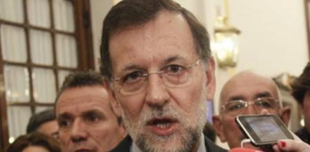 El presidente del Gobierno, Mariano Rajoy, a su salida del pleno del Congreso de los Diputados