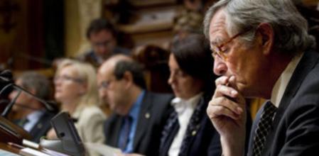 Xavier Trias, durante un pleno del Ayuntamiento de Barcelona