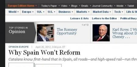 Captura de imagen del artículo en 'The Wall Street Journal'