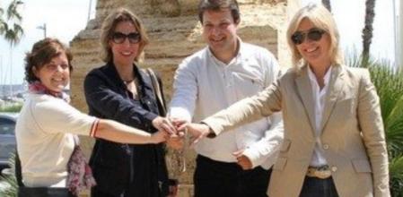 Los concejales de promoción económica de las cuatro capitales del Eix Diagonal después de la reunión en Vilanova i la Geltrú.