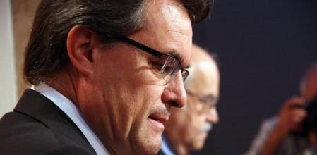 Artur Mas y Andreu Mas-Colell, en rueda de prensa en la Generalitat en 2012