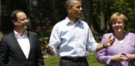 Hollande, Obama y Merkel