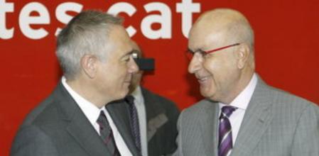 El primer secretario del PSC, Pere Navarro, y el líder de Unió, Josep Antoni Duran Lleida (d).