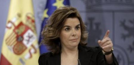 La vicepresidenta del Gobierno, Soraya Sáenz de Santamaría, durante la rueda de prensa posterior a la reunión hoy del Consejo de Ministros.