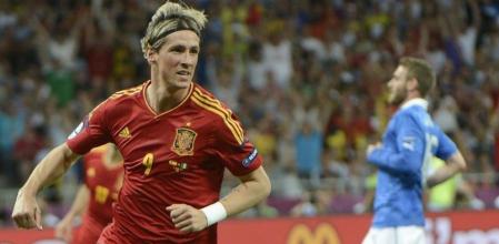 Fernando Torres, tras anotar el tercer gol del España-Italia