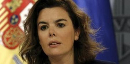 La vicepresidenta del Gobierno, Soraya Sáenz de Santamaría, durante la rueda de prensa que ofreció al término de la reunión del Consejo de Ministros.