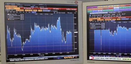 Pantallas del Ibex en la bolsa de Madrid