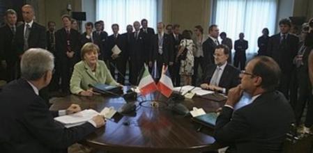 Monti, Merkel, Rajoy y Hollande, en la cumbre celebrada en Roma el pasado 22 de junio