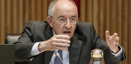 El exgobernador del Banco de España Miguel Ángel Fernández Ordóñez, durante su comparecencia en la subcomisión del Congreso que analiza la reestructuración del sector bancario.
