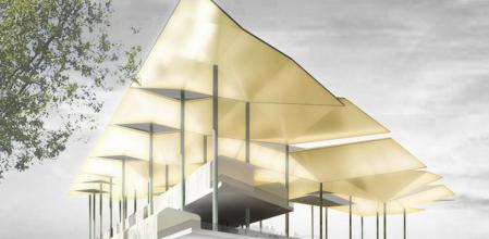 Maqueta virtual del futuro mercado de los Encants Vells, en Glòries