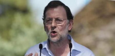 El presidente del Gobierno y líder del PP, Mariano Rajoy, durante su intervención en Soutomaior