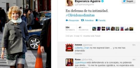 Imagen captada del Twitter de Esperanza Aguirre