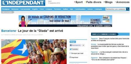 Diada del Onze de Setembre. En Francia, el diario 'L'Indépendant' hace un paralelismo con la primera estrofa del himno francés, que dice 