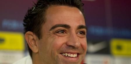 El jugador del FC Barcelona, Xavi Hernández, durante una rueda de prensa en la ciudad deportiva Joan Gamper.