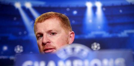 Neil Lennon, en la rueda de prensa previa al Barça Celtic, en el Camp Nou