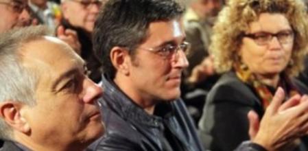Pere Navarro y Eduardo Madina, en el acto del PSC en Girona