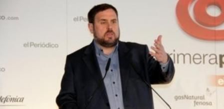 El candidato de ERC, Oriol Junqueras, ha participado este marte en el almuerzo coloquio de Primera Plana