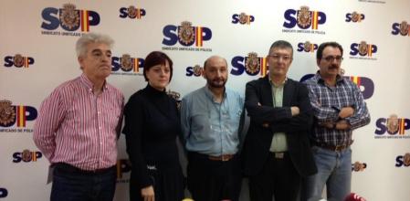 Directivos del Sindicato Unificado de la Policía (SUP) que han ofrecido la rueda de prensa