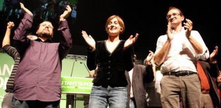 Joan Herrera, candidato de ICV, en el mitin final de la formación ecosocialista