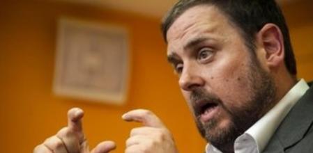 El líder de ERC, Oriol Junqueras, en un rueda de prensa