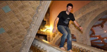 Kilian Jornet fotografiado ayer en el Palau de la Música de Barcelona, donde presentó la película A fine line