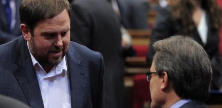 Junqueras y Mas, durante el pleno de constitución del Parlament de la X Legislatura