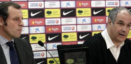 El presidente del FC Barcelona, Sandro Rosell, y el director deportivo, Andoni Zubizarreta