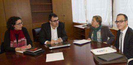 La portavoz de ERC, Marta Rovira, el portavoz adjunto republicano, Lluís Salvadó, la portavoz adjunta de CiU, Marta Llorens, y el portavoz del grupo parlamentario de CiU, Jordi Turull