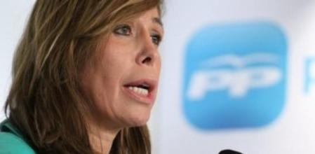 Presidenta del PPC, Alicia Sánchez-Camacho, durante la rueda de prensa en Barcelona.