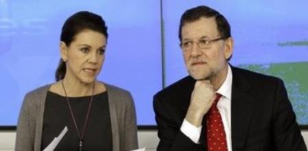 El presidente del PP, Mariano Rajoy, junto a la secretaria general, María Dolores de Cospedal, en una reunión del Comité Ejecutivo Nacional