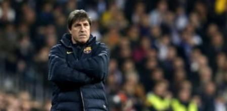 El segundo entrenador del FC Barcelona, Jordi Roura, durante el partido de ida de las semifinales de la Copa del Rey ante el Real Madrid