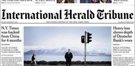 Portada del International Herald Tribune.