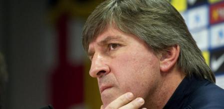 El segundo entrenador del Barça, Jordi Roura, durante una rueda de prensa