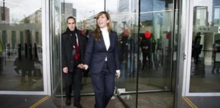 La presidenta del PPC, Alicia Sánchez-Camacho, tras declarar en el juzgado de primera instancia número 21 contra la agencia Método 3