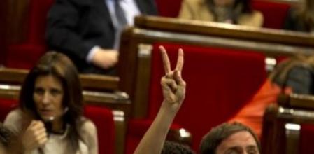 Imagen de la votación en el Parlament de este jueves sobre los recortes a los funcionarios